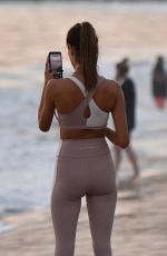 ALESSANDRA AMBROSIO PLaying Volleyball at a Beach in Santa Monica 10/02/2020