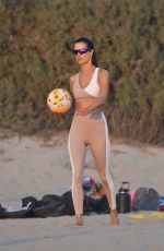 ALESSANDRA AMBROSIO PLaying Volleyball at a Beach in Santa Monica 10/02/2020