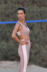 ALESSANDRA AMBROSIO PLaying Volleyball at a Beach in Santa Monica 10/02/2020