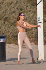 ALESSANDRA AMBROSIO PLaying Volleyball at a Beach in Santa Monica 10/02/2020