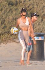 ALESSANDRA AMBROSIO PLaying Volleyball at a Beach in Santa Monica 10/02/2020