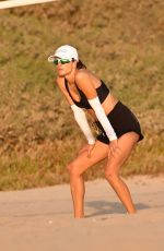 ALESSANDRA AMBROSIO Playing Volleyball at a Beach in Santa Monica 10/15/2020