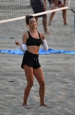 ALESSANDRA AMBROSIO Playing Volleyball at a Beach in Santa Monica 10/15/2020