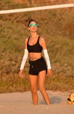 ALESSANDRA AMBROSIO Playing Volleyball at a Beach in Santa Monica 10/15/2020