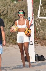 ALESSANDRA AMBROSIO Plays Volleyball on the Beach in Santa Monica 10/09/2020