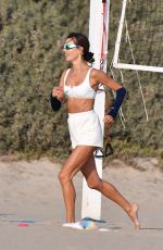 ALESSANDRA AMBROSIO Plays Volleyball on the Beach in Santa Monica 10/09/2020