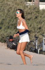 ALESSANDRA AMBROSIO Plays Volleyball on the Beach in Santa Monica 10/09/2020