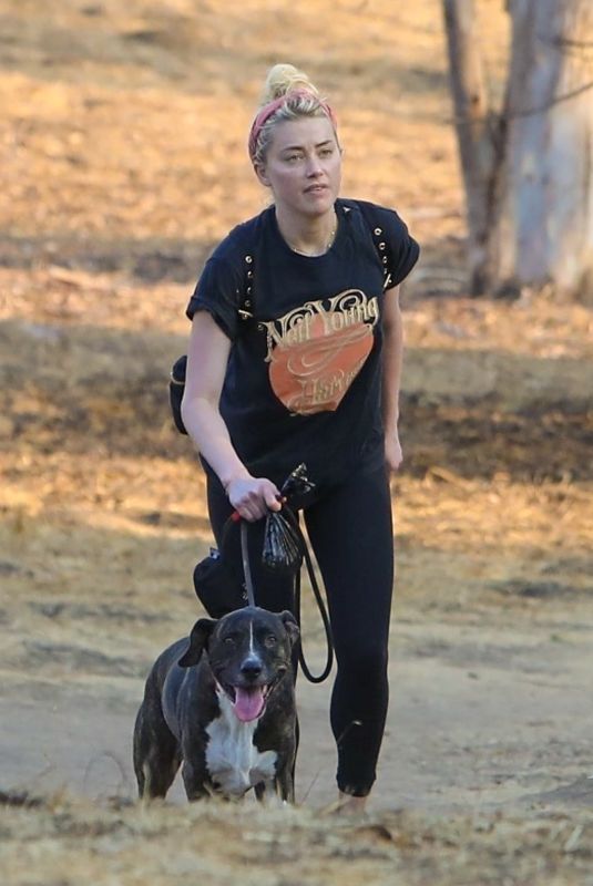 AMBER HEARD Out Hiking with Her Dog in Los Angeles 10/17/2020