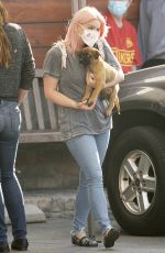 ARIEL WINTER with her Dog at Sherman Oaks Animal Hospital in Los Angeles 10/20/2020