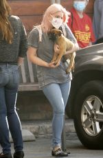 ARIEL WINTER with her Dog at Sherman Oaks Animal Hospital in Los Angeles 10/20/2020