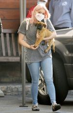 ARIEL WINTER with her Dog at Sherman Oaks Animal Hospital in Los Angeles 10/20/2020