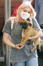 ARIEL WINTER with her Dog at Sherman Oaks Animal Hospital in Los Angeles 10/20/2020
