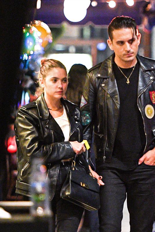 ASHLEY BENSON and G-Eazy Out for Dinner at La Poubelle in Hollywood 10/11/2020