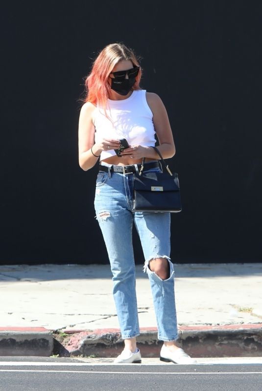 ASHLEY BENSON in Ripped Denim Out Shopping in West Hollywood 10/14/2020