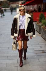 ASHLEY ROBERTS in a Mini Skirt and High Knee Boots Leaves Heart Radio in London 10/26/2020