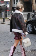 ASHLEY ROBERTS in a Mini Skirt and High Knee Boots Leaves Heart Radio in London 10/26/2020