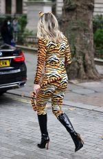 ASHLEY ROBERTS in a Tiger Print Catsuit Leaves Heart Radio in London 10/30/2020