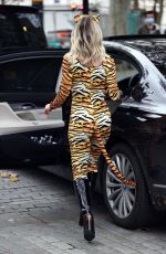 ASHLEY ROBERTS in a Tiger Print Catsuit Leaves Heart Radio in London 10/30/2020