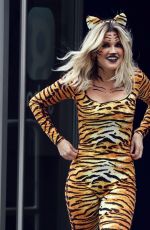 ASHLEY ROBERTS in a Tiger Print Catsuit Leaves Heart Radio in London 10/30/2020
