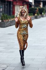 ASHLEY ROBERTS in a Tiger Print Catsuit Leaves Heart Radio in London 10/30/2020