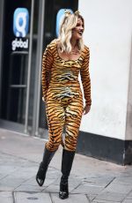 ASHLEY ROBERTS in a Tiger Print Catsuit Leaves Heart Radio in London 10/30/2020