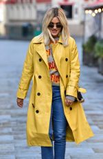 ASHLEY ROBERTS in a Trench Coat Arrives at Heart Radio in London 10/14/2020