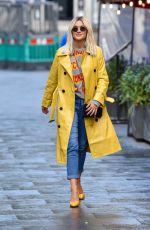ASHLEY ROBERTS in a Trench Coat Arrives at Heart Radio in London 10/14/2020