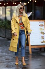 ASHLEY ROBERTS in a Trench Coat Arrives at Heart Radio in London 10/14/2020