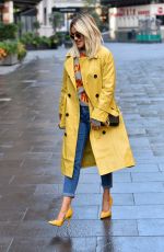 ASHLEY ROBERTS in a Trench Coat Arrives at Heart Radio in London 10/14/2020