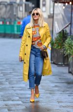 ASHLEY ROBERTS in a Trench Coat Arrives at Heart Radio in London 10/14/2020