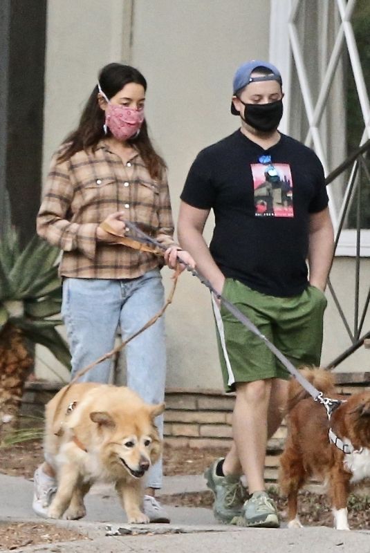 AUBREY PLAZA and Jeff Baena Out with Their Dogs in Los Feliz 10/24/2020