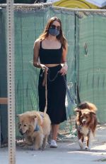 AUBREY PLAZA Out with Her Dogs in Los Angeles 10/04/2020