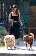AUBREY PLAZA Out with Her Dogs in Los Angeles 10/04/2020