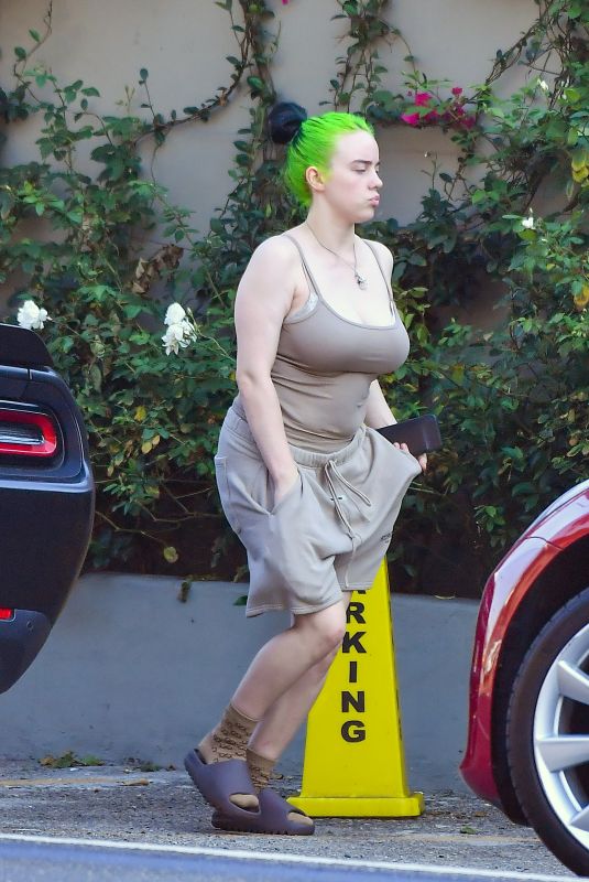 BILLIE EILISH with Bright Green Hair Out in Los Angeles 10/11/2020