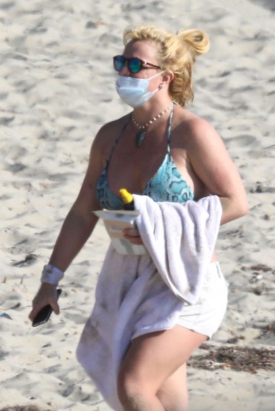 BRITNEY SPEARS in Bikini at a Beach in Malibu 10/15/20