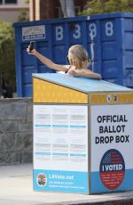 CHARLOTTE MCKINNEY Casting Her Ballot Out in Los Angeles 10/25/2020