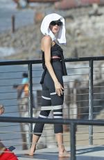 CHARLOTTE MCKINNEY in Tights Workout in Malibu 10/12/2020