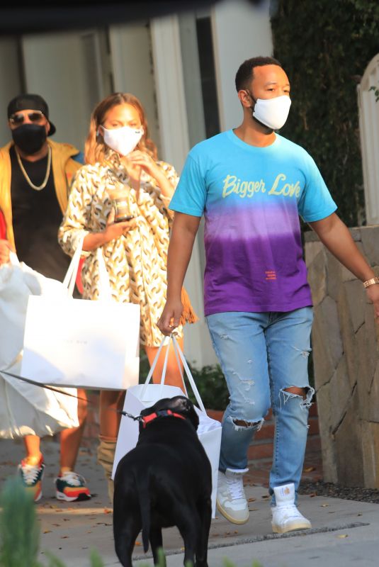 CHRISSY TEIGEN and John Legend Out Shopping on Melrose Place 10/16/2020