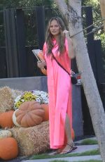 CHRISSY TEIGEN at a Pumpkin Farm in Los Angeles 10/25/2020