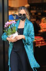 CHRISSY TEIGEN Out Shopping Flowers in West Hollywood 10/19/2020