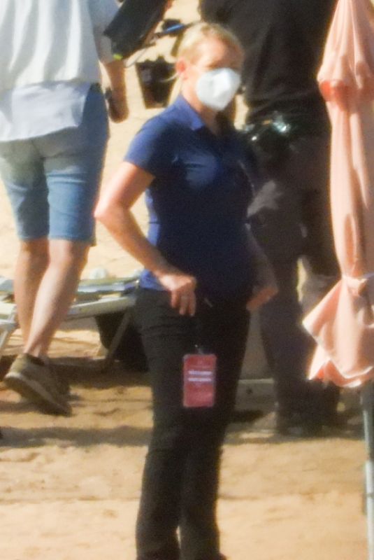 DAKOTA JOHNSON and OLIVIA COLMAN on the Set of a Movie at a Beach in Greece 10/12/2020