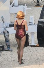 ELIZABETH OLSEN on the Set of WandaVision in Los Angeles 10/09/2020