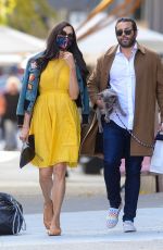 FAMKE JANSSEN in a Yellow Dress Out Friends New York 10/15/2020
