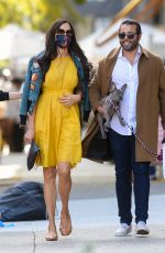 FAMKE JANSSEN in a Yellow Dress Out Friends New York 10/15/2020
