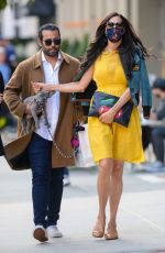 FAMKE JANSSEN in a Yellow Dress Out Friends New York 10/15/2020