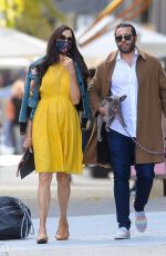 FAMKE JANSSEN in a Yellow Dress Out Friends New York 10/15/2020