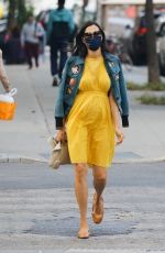 FAMKE JANSSEN in a Yellow Dress Out in New York 10/01/2020