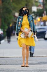 FAMKE JANSSEN in a Yellow Dress Out in New York 10/01/2020
