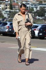 GEORGIA FOWLER in a Beige Jumpsuit Out in Bondi 10/09/2020