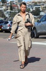 GEORGIA FOWLER in a Beige Jumpsuit Out in Bondi 10/09/2020